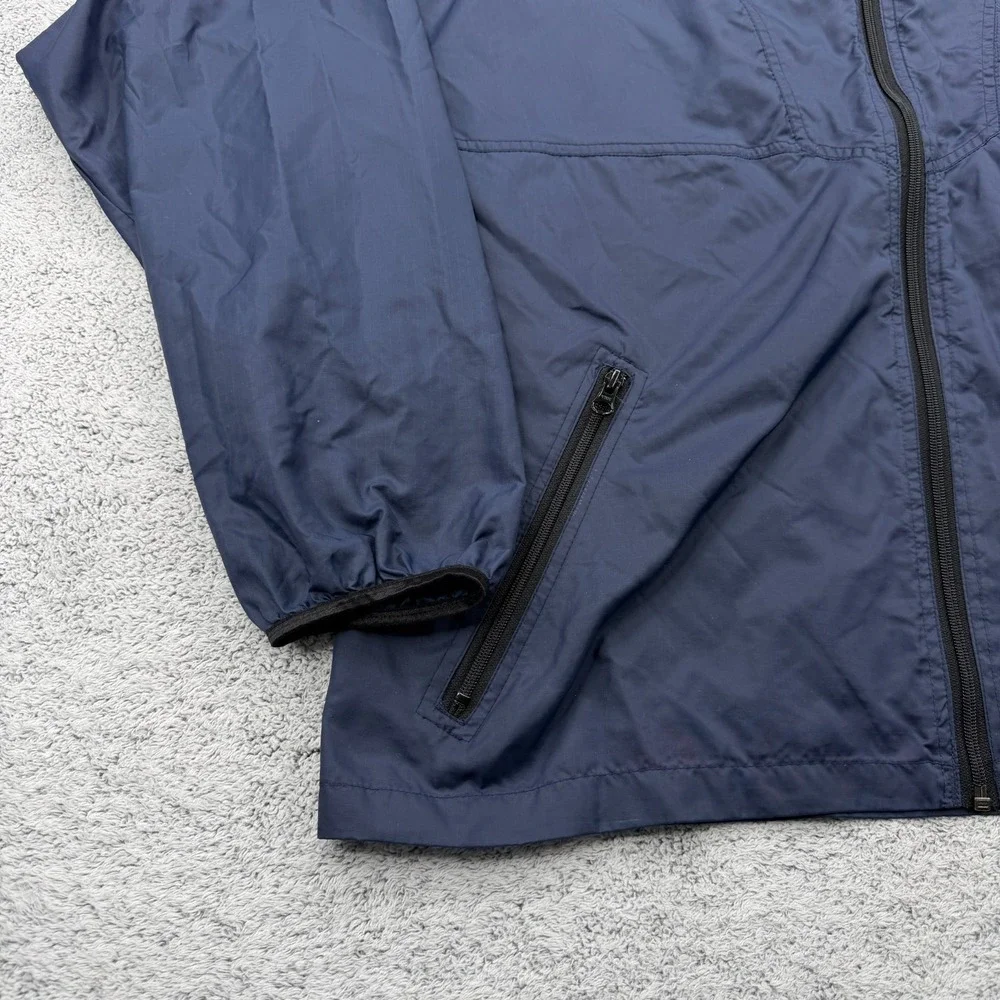 Helly Hansen Rain Jacket Mens Large Blue Hooded Zip Pocket Windbreaker 90s VTG